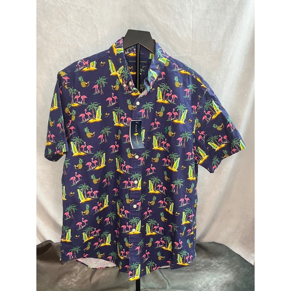 Ralph Lauren Men's Large Button-Up Shirt NWT – Flamingo Paradise Print - Picture 1 of 4